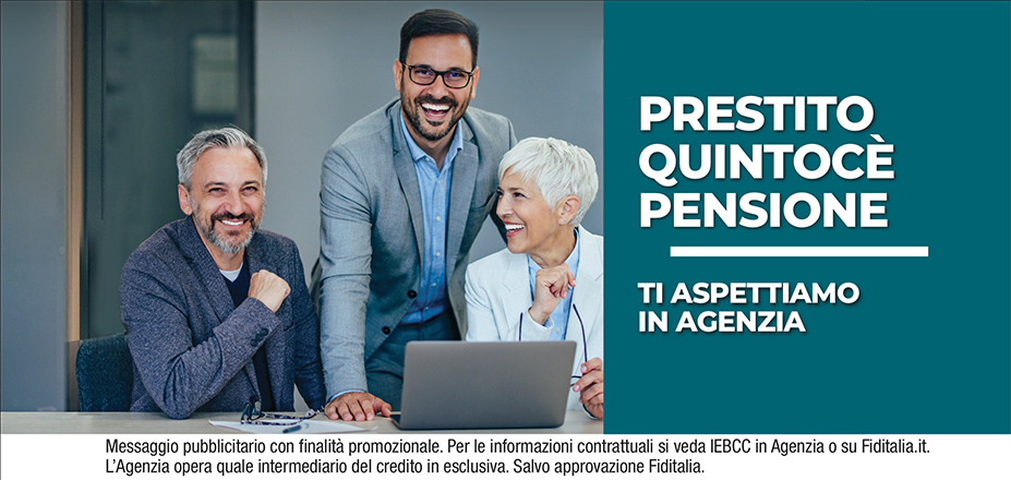 Agenzia Ledin Group srls Fiditalia | Trani, Andria | Cessione del Quinto Quintocè - Un consulente dedicato per i progetti di dipendenti e pensionati. Messaggio pubblicitario con finalità promozionale. Per le informazioni contrattuali si veda IEBCC in Agenzia o su Fiditalia. it. L’Agenzia opera quale intermediario del credito in esclusiva. Salvo approvazione Fiditalia.